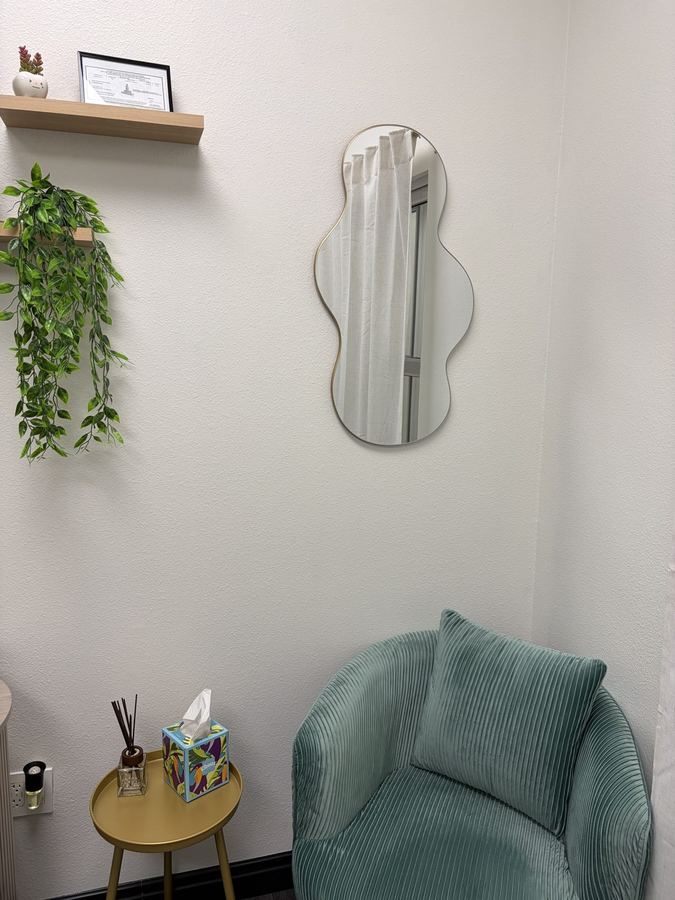 Cozy seating nook in the On Demand Dental office